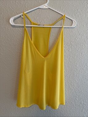 Free People Sunny Yellow Ribbed V-Neck Racerback Tank